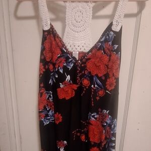 Floral Crochet-Back Dress